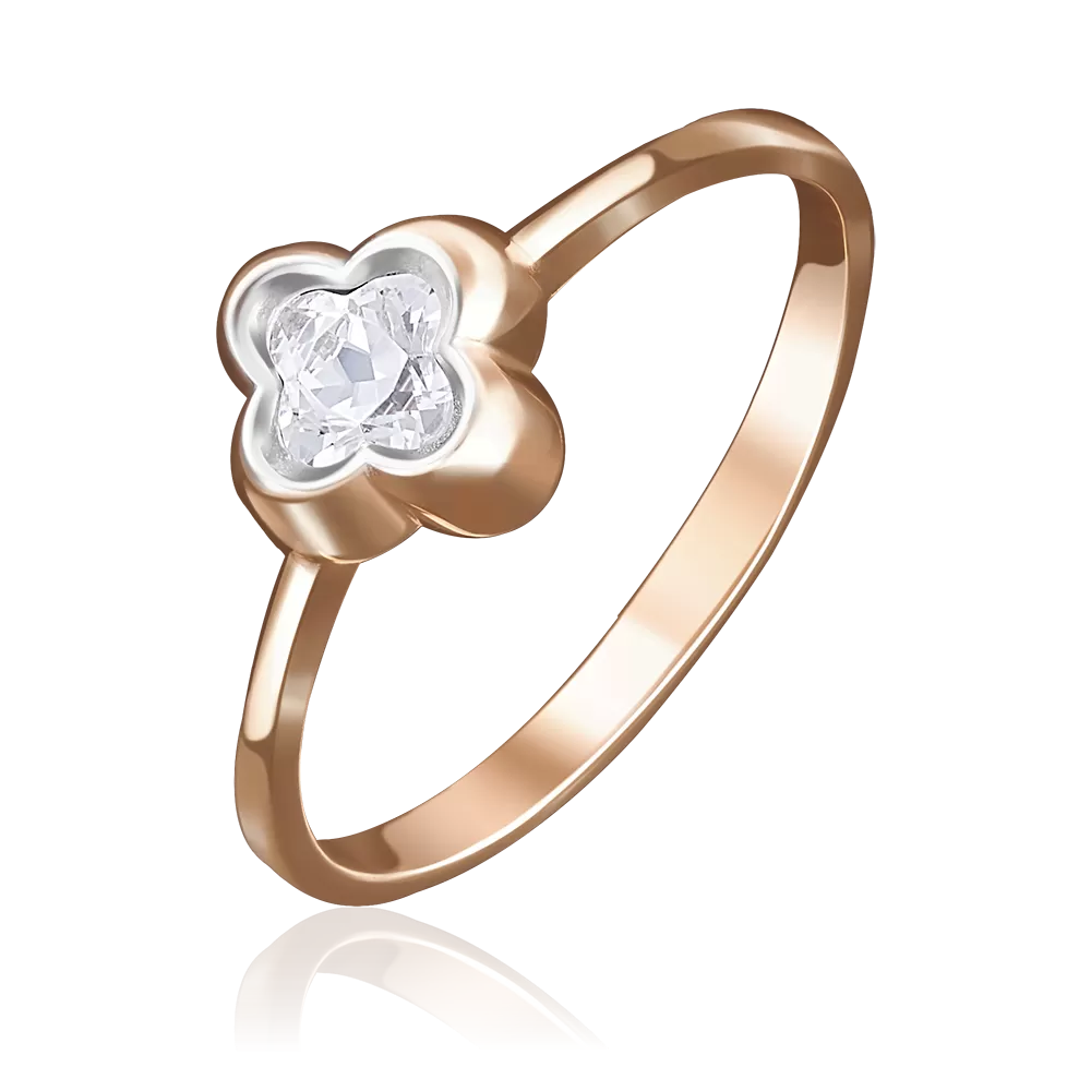 Помолвочное кольцо из красного золота с фианитом 01-4875-00-501-1110-38