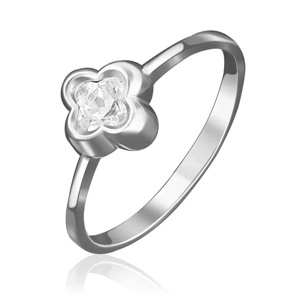 Помолвочное кольцо из белого золота с фианитом 01-4875-00-501-1120-38