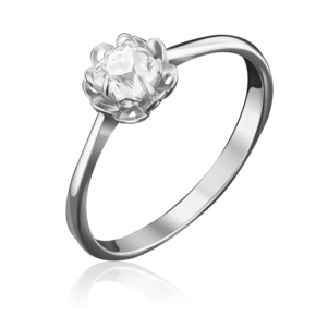 Помолвочное кольцо «Хризантема» из белого золота с фианитом 01-4876-00-501-1120-38