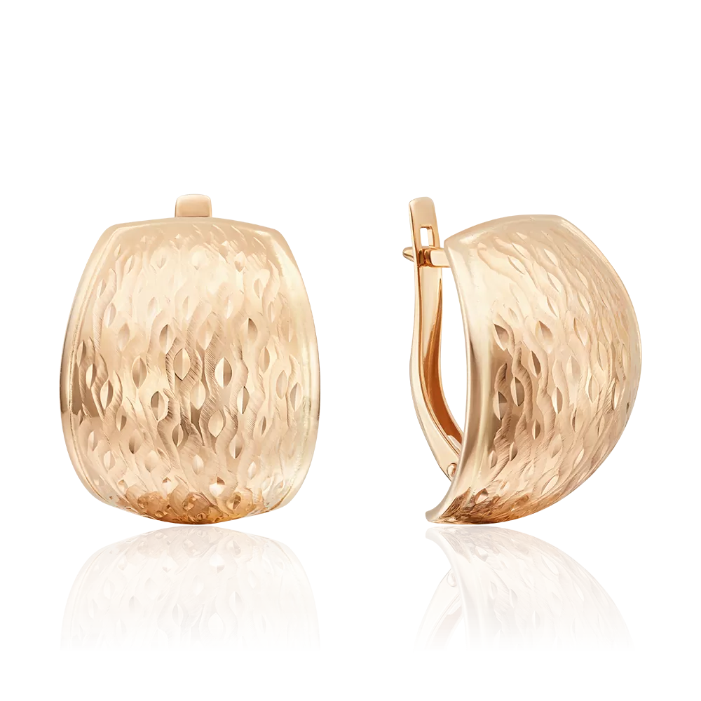 Серьги с английским замком из красного золота с алмазной гранью 02-3720-01-000-1110-04