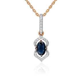 Подвеска из красного золота с сапфиром и бриллиантами 03-0546-00-105-1110-30