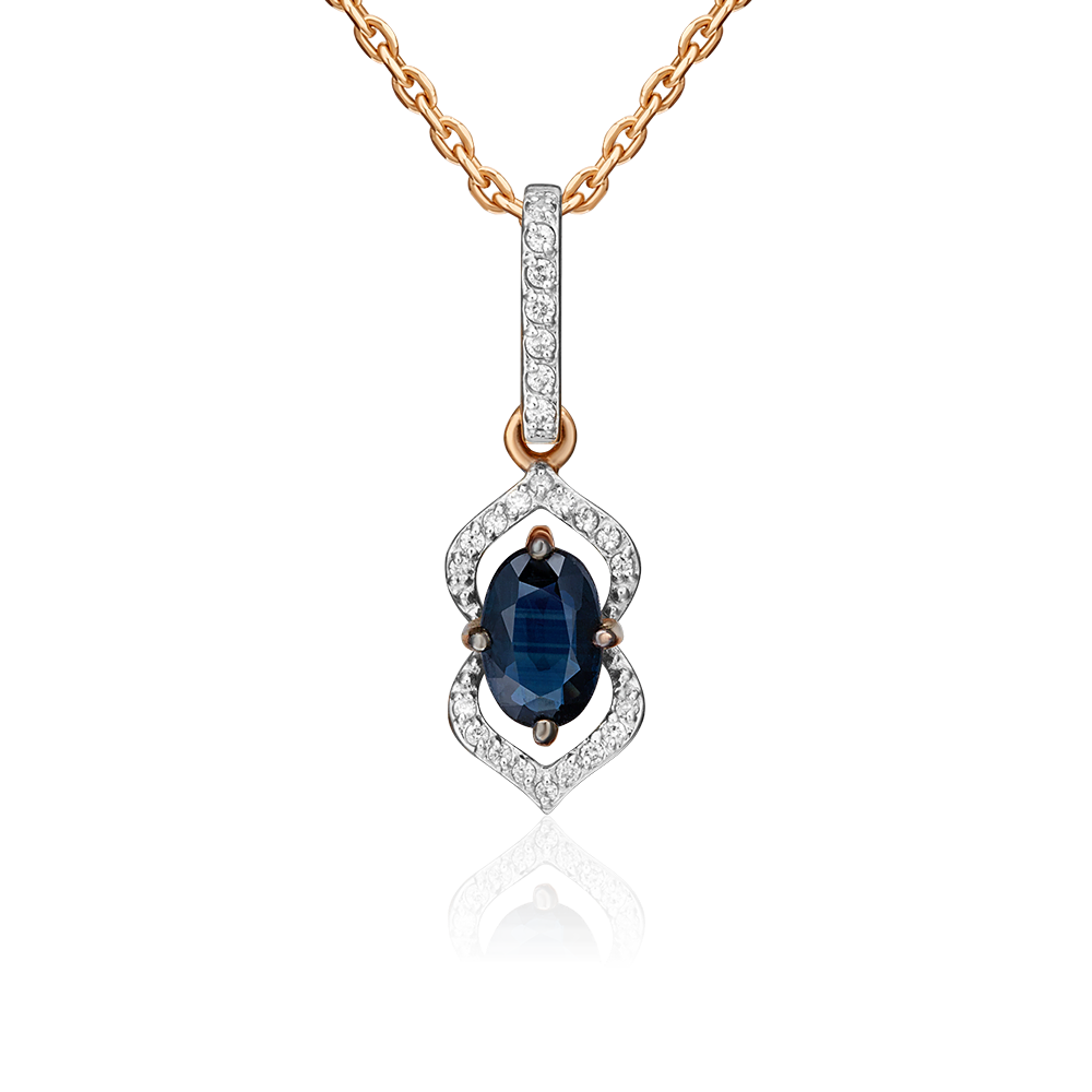 Подвеска из красного золота с сапфиром и бриллиантами 03-0546-00-105-1110-30