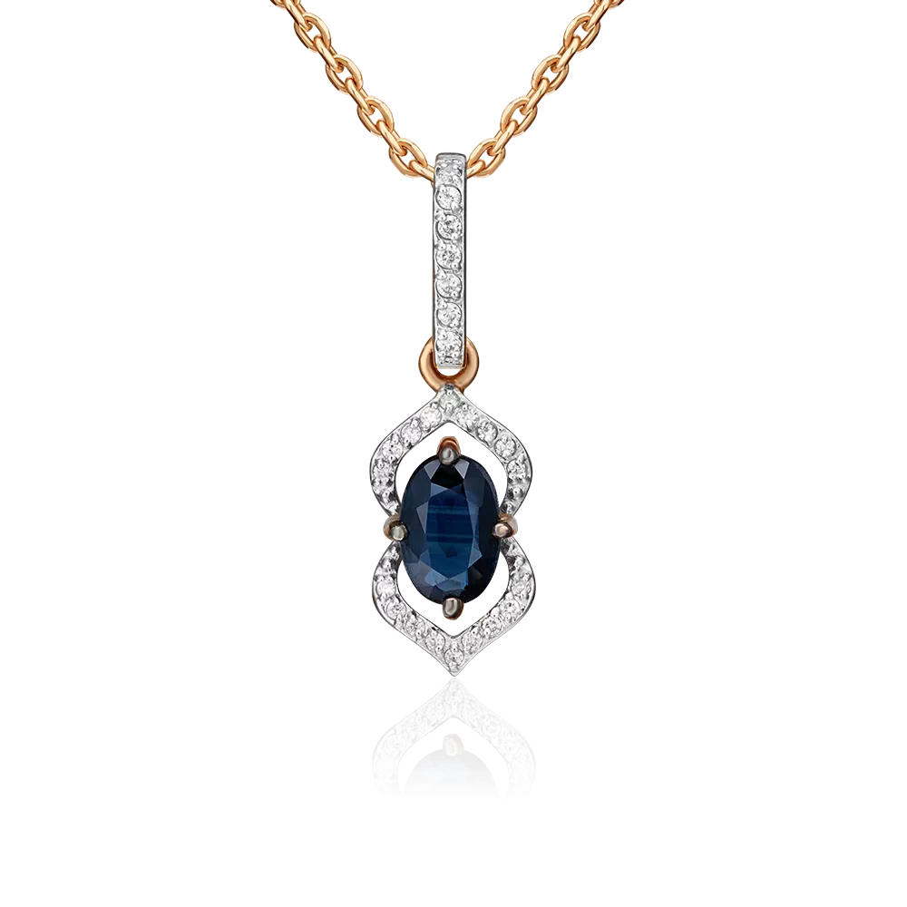 Подвеска из красного золота с сапфиром и бриллиантами 03-0546-00-105-1110-30