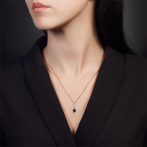 Подвеска из красного золота с сапфиром и бриллиантами 03-0546-00-105-1110-30