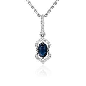 Подвеска из белого золота с сапфиром и бриллиантами 03-0546-00-105-1120-30