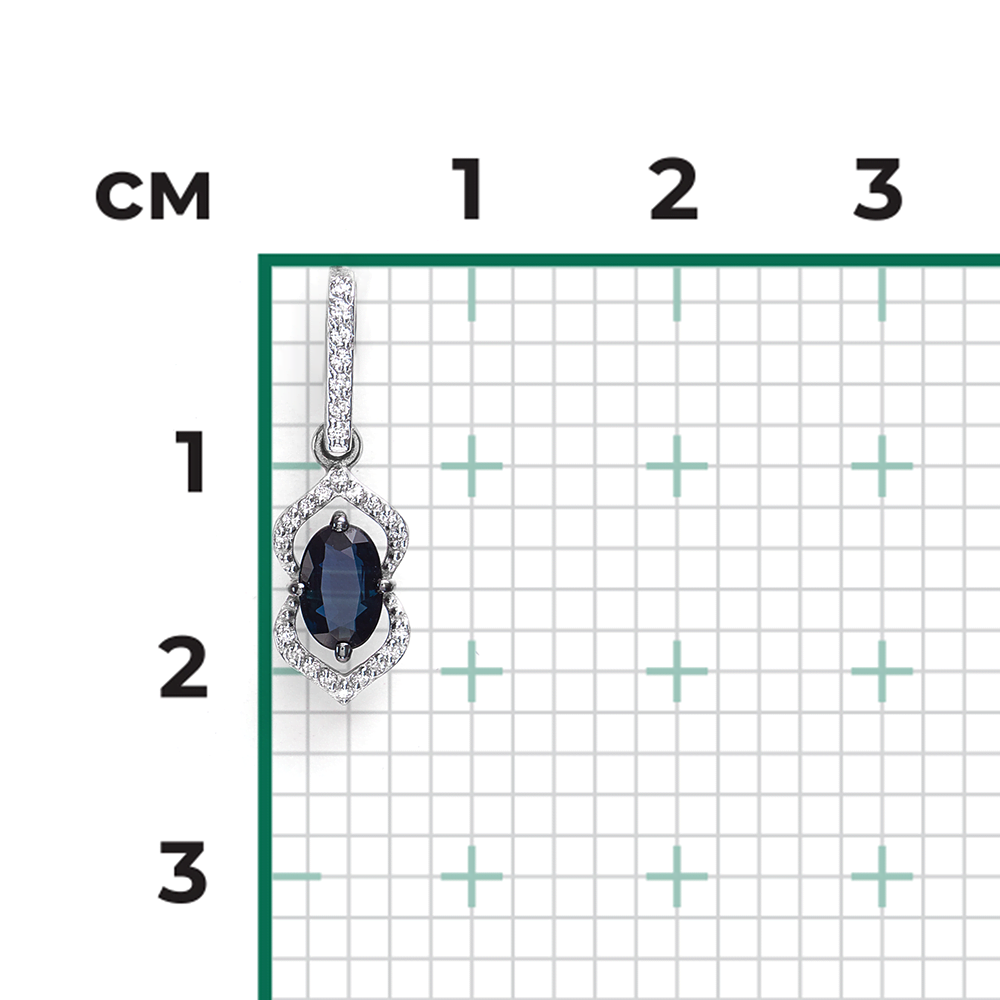 Подвеска из белого золота с сапфиром и бриллиантами 03-0546-00-105-1120-30