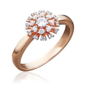 Кольцо из красного золота с бриллиантами