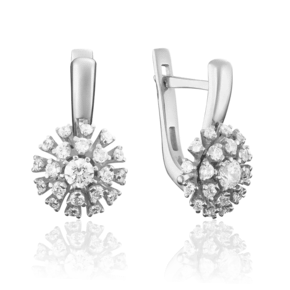 Серьги с английским замком из белого золота с бриллиантами 02-3905-00-101-1120-30