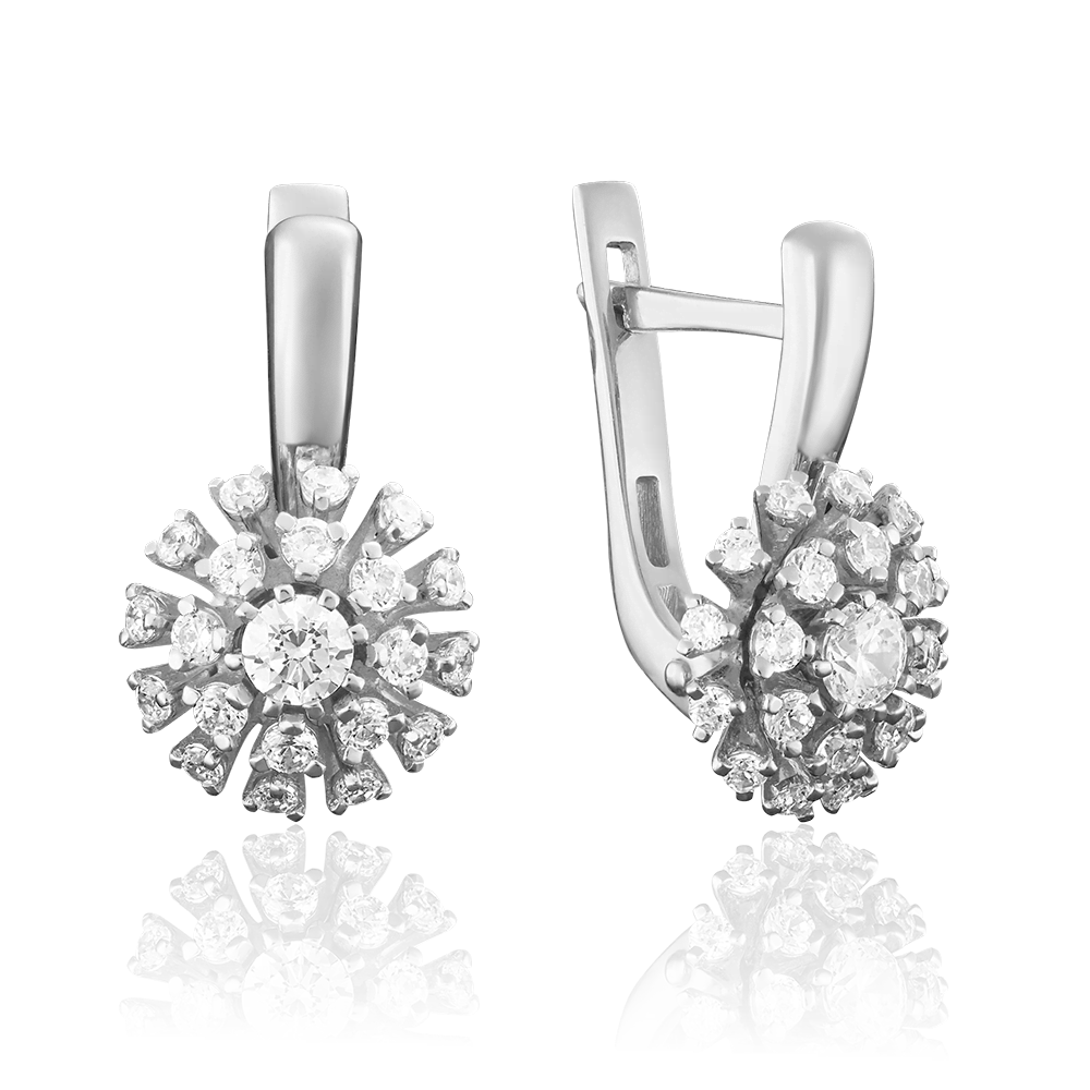 Серьги с английским замком из белого золота с бриллиантами 02-3905-00-101-1120-30