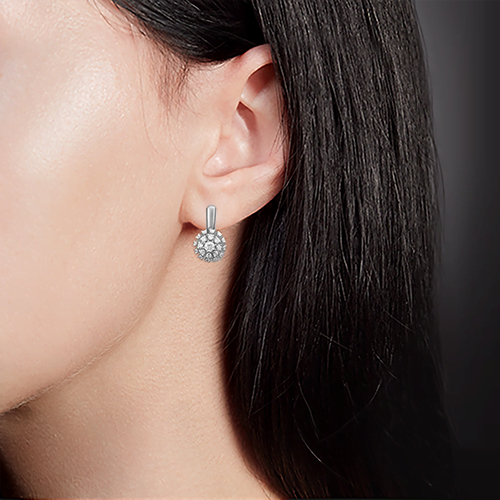 Серьги с английским замком из белого золота с бриллиантами 02-3905-00-101-1120-30