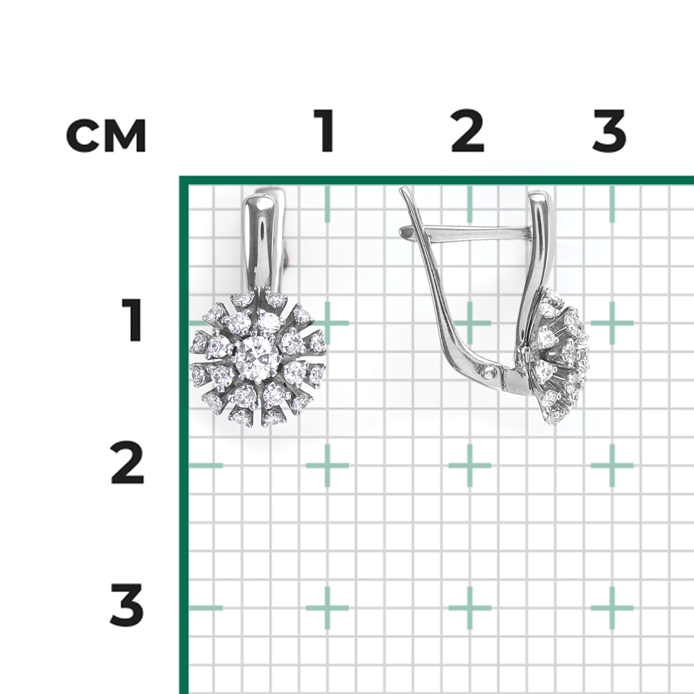 Серьги с английским замком из белого золота с бриллиантами 02-3905-00-101-1120-30