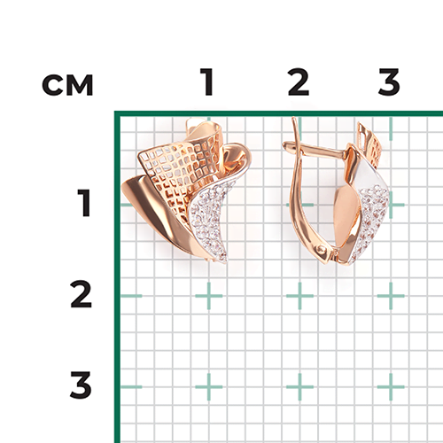 Серьги с английским замком из красного золота с фианитами 02-3906-00-401-1110-48