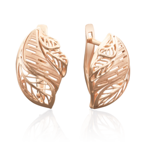 Серьги «Листья» с английским замком из красного золота 02-3909-00-000-1110-48