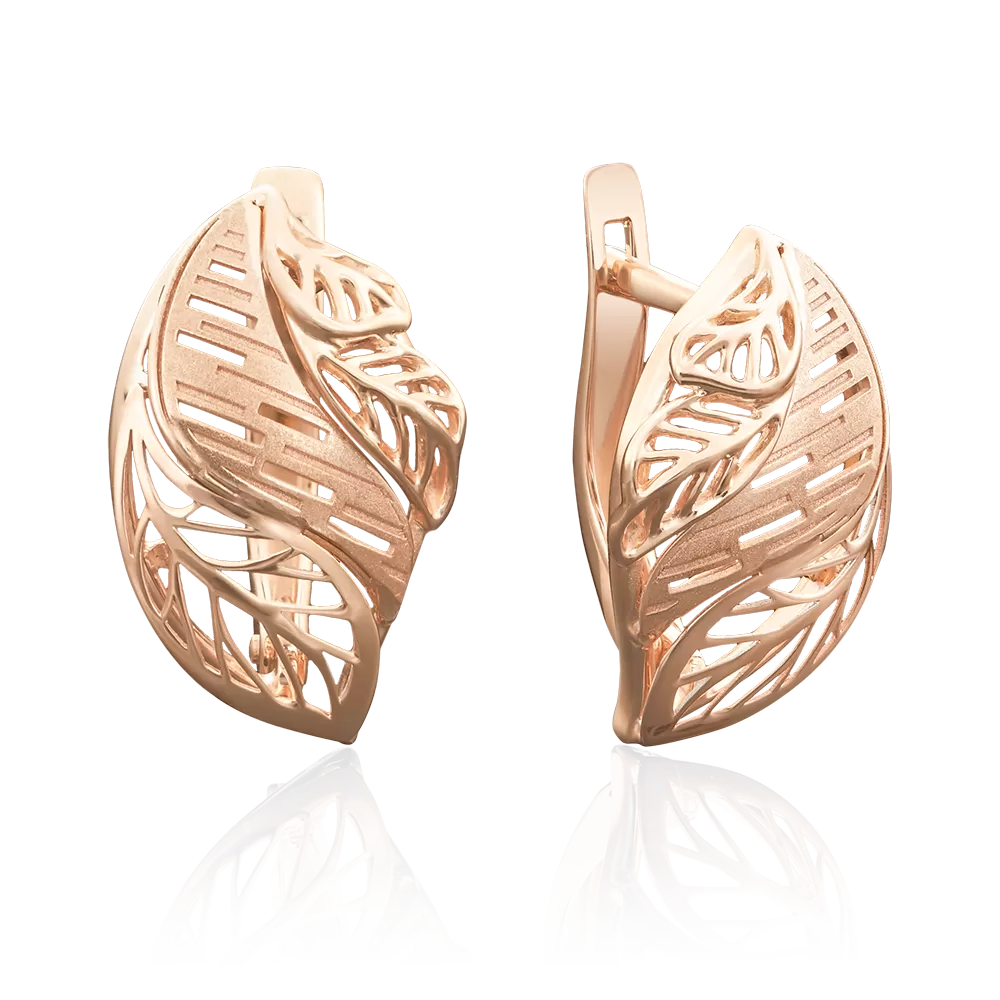 Серьги «Листья» с английским замком из красного золота 02-3909-00-000-1110-48