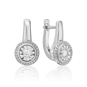Серьги с английским замком из белого золота с бриллиантом 02-5208-00-101-1120
