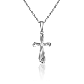 Декоративный крест из белого золота с фианитом 03-2954-00-401-1120-03