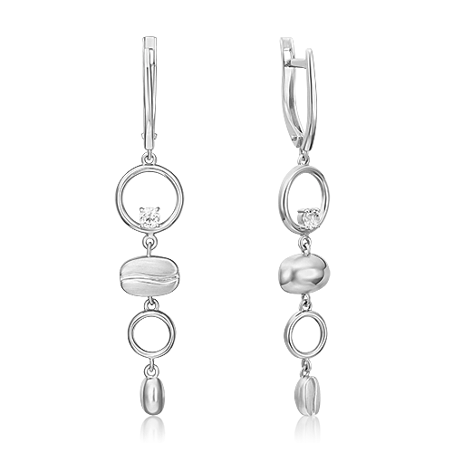 Серьги с английским замком из белого золота с натуральным топазом white 02-4926-01-201-1120