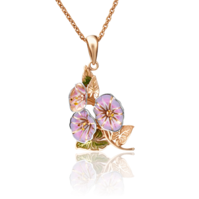 Подвеска «Вьюнок» из красного золота с эмалью 03-2896-00-000-1110-48