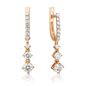 Серьги с английским замком из красного золота с бриллиантами 02-0683-00-101-1110-30