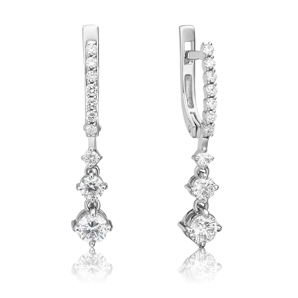 Серьги с английским замком из белого золота с бриллиантами 02-0684-00-101-1120-30