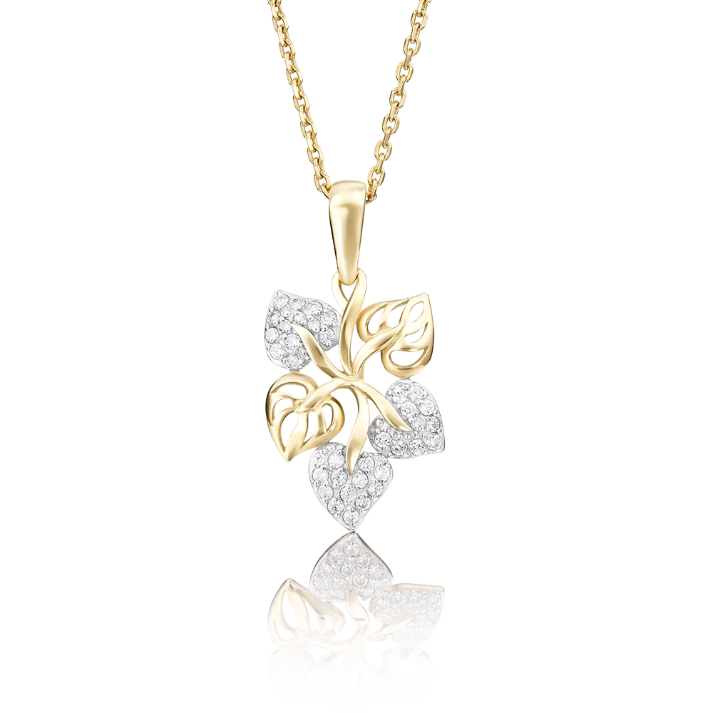 Подвеска «Листья» из лимонного золота с фианитами 03-2162-00-401-1130-24