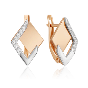 Серьги с английским замком из комбинированного золота с фианитами 02-5124-00-401-1111