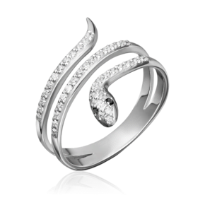 Кольцо «Змея» из серебра с фианитами 01-1445-00-403-0200