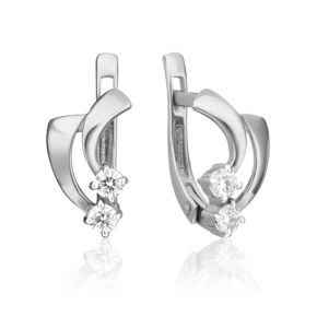Серьги с английским замком из белого золота с бриллиантами 02-0469-00-101-1120-30