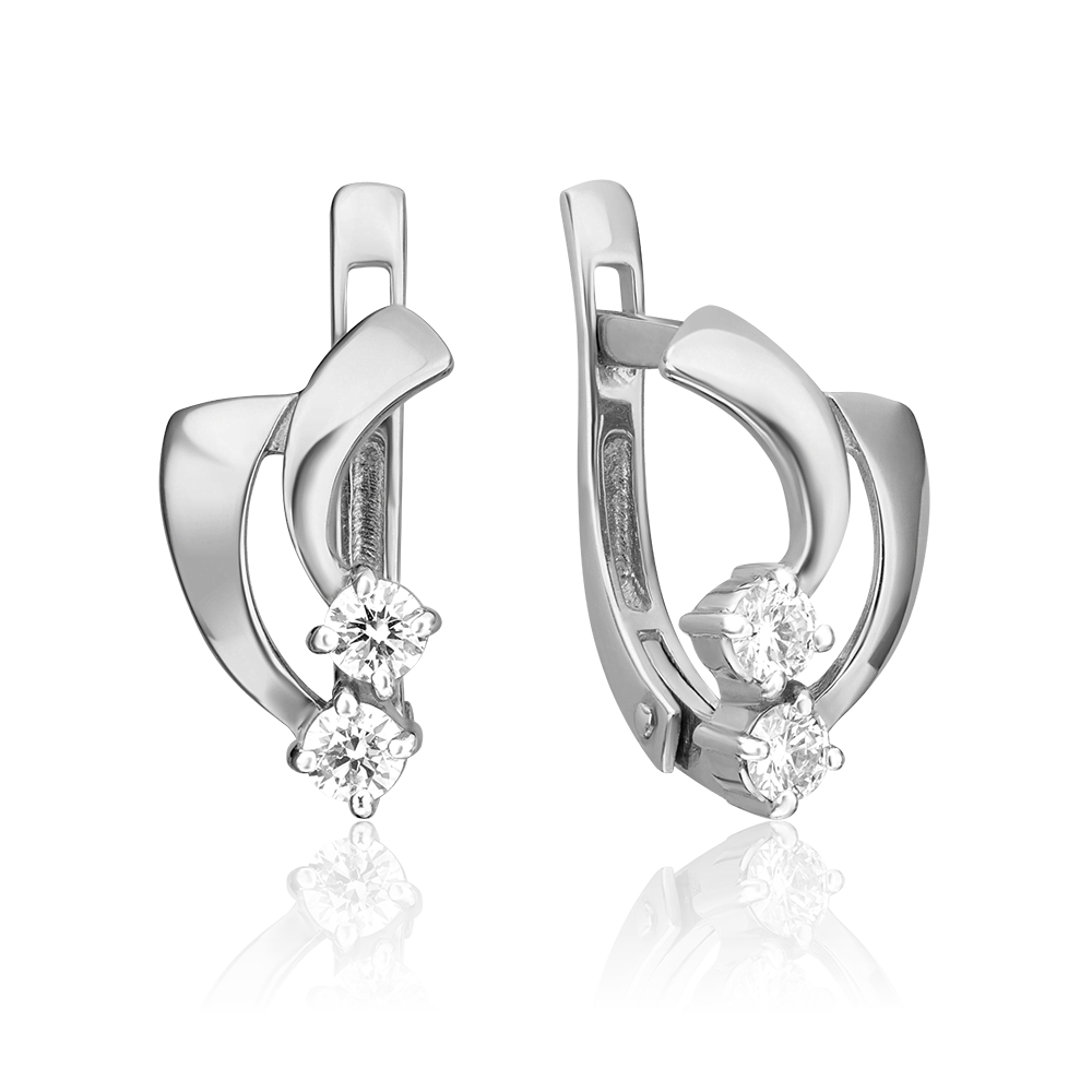 Серьги с английским замком из белого золота с бриллиантами 02-0469-00-101-1120-30