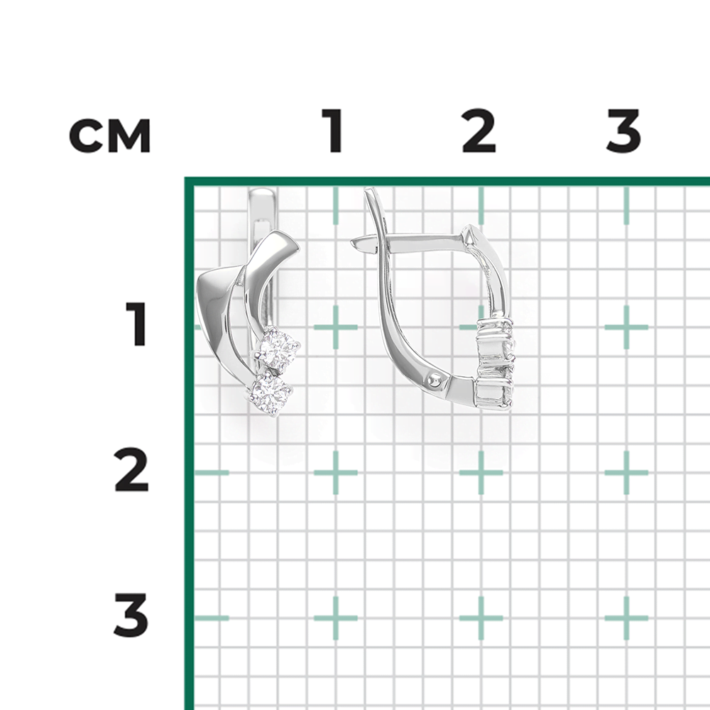 Серьги с английским замком из белого золота с бриллиантами 02-0469-00-101-1120-30