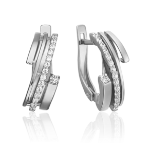 Серьги с английским замком из белого золота с фианитами 02-4603-00-401-1120-23