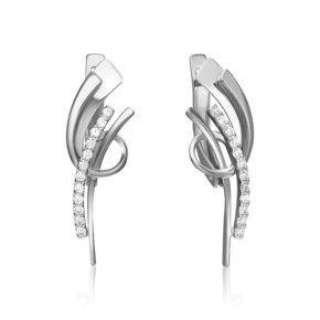 Серьги с английским замком из белого золота с фианитами 02-4392-00-401-1120-48