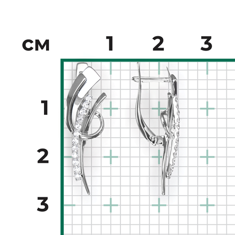 Серьги с английским замком из белого золота с фианитами 02-4392-00-401-1120-48