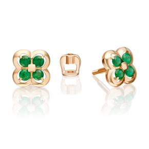 Серьги-пусеты из красного золота с изумрудами 02-5491-00-103-1110
