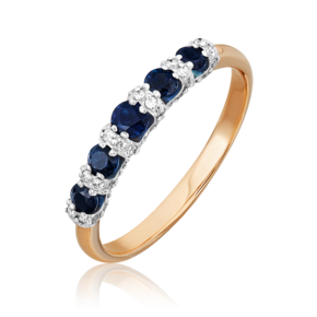 Кольцо из красного золота с сапфирами и бриллиантами