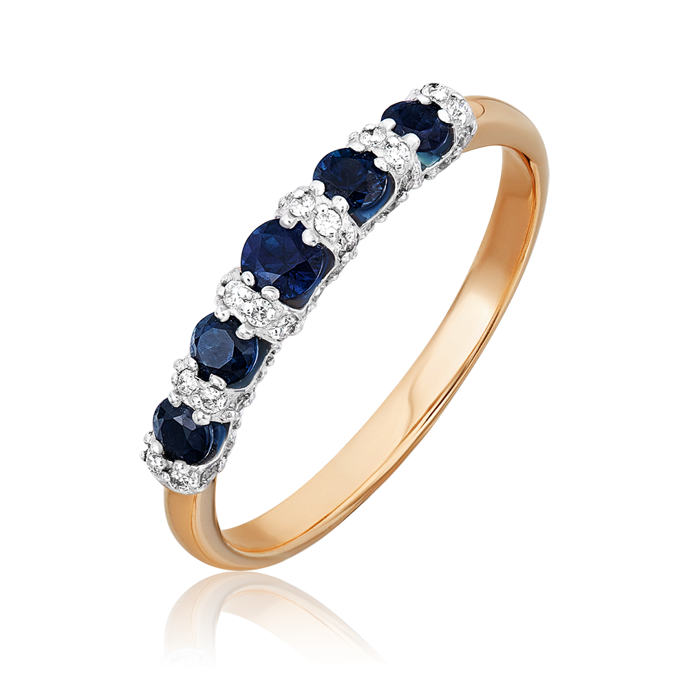 Кольцо из красного золота с сапфирами и бриллиантами 01-5539-00-105-1110-30