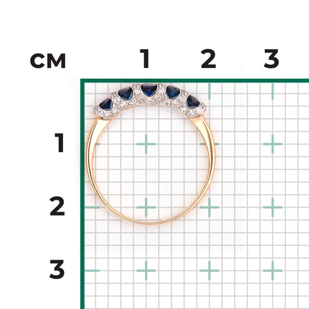 Кольцо из красного золота с сапфирами и бриллиантами 01-5539-00-105-1110-30