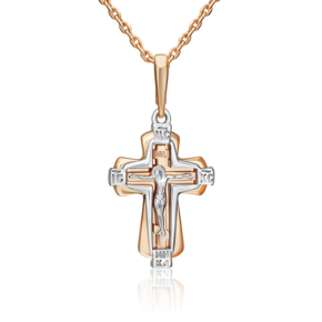 Православный крест из комбинированного золота 03-3562-00-000-1111