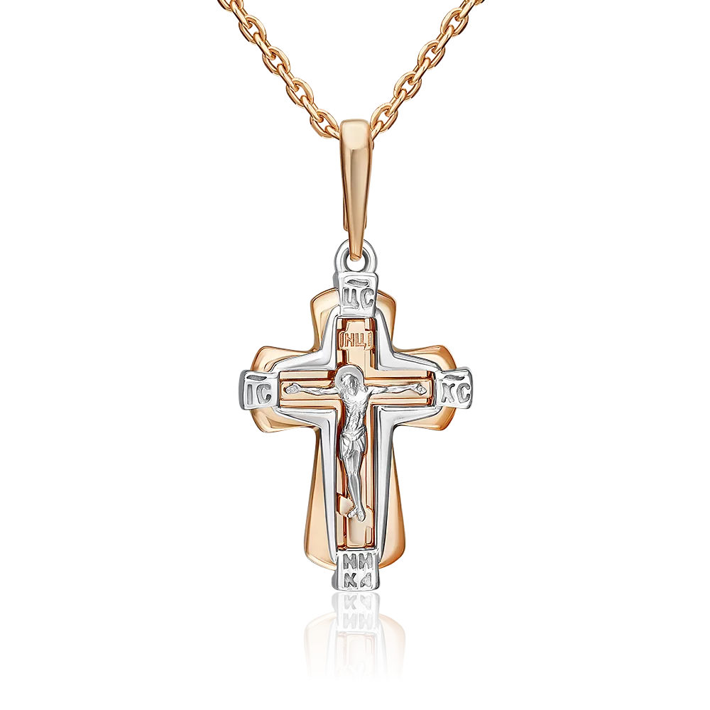 Православный крест из комбинированного золота 03-3562-00-000-1111