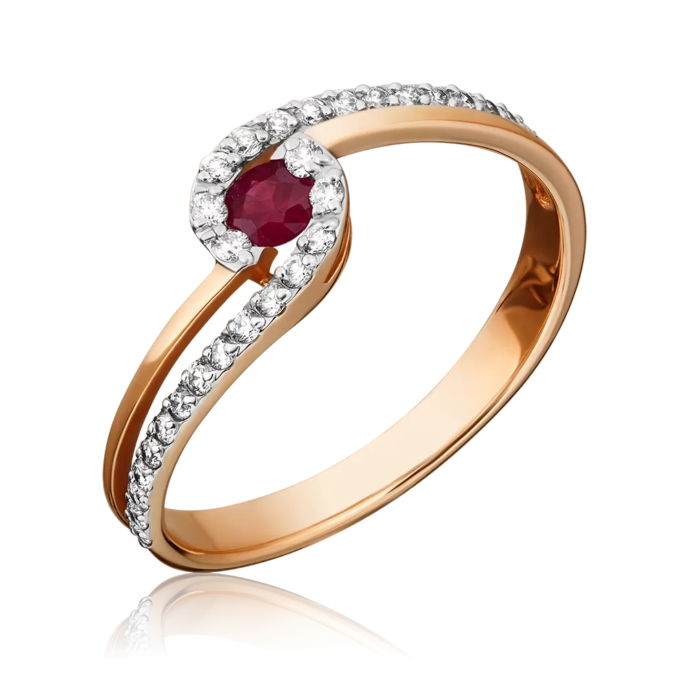 Кольцо из красного золота с рубином и бриллиантами 01-1588-00-107-1110-30