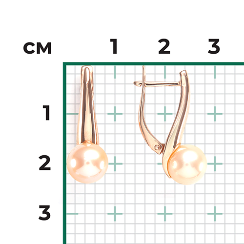 Серьги с английским замком из красного золота с жемчугом культивированным 02-4360-00-301-1110-31