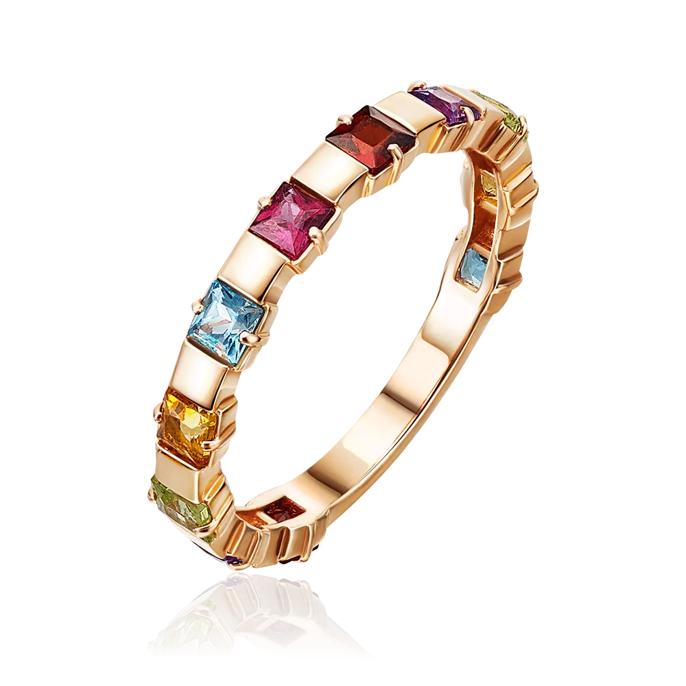 Кольцо из красного золота с миксом камней 01-5321-00-252-1110-57