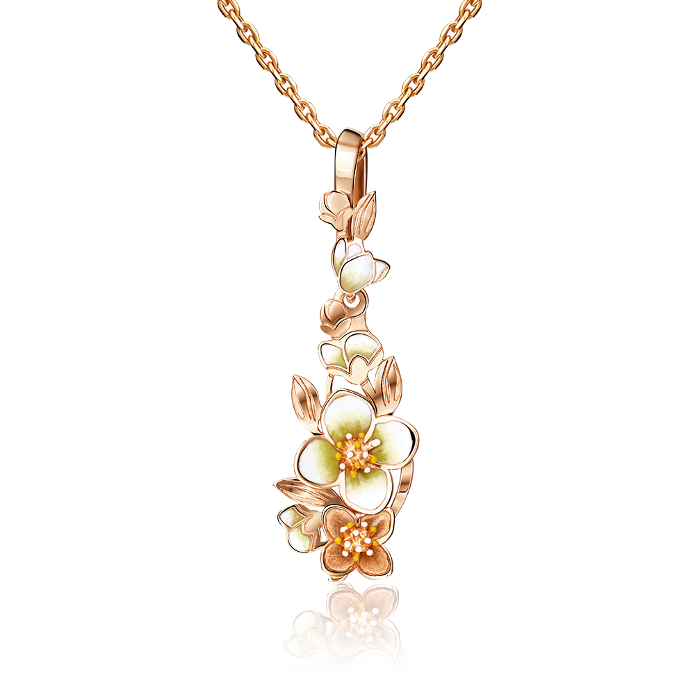 Подвеска «Жасмин» из красного золота с эмалью 03-2835-00-000-1110-48