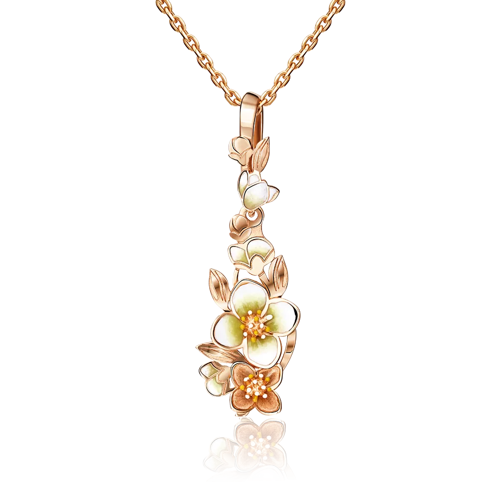 Подвеска «Жасмин» из красного золота с эмалью 03-2835-00-000-1110-48