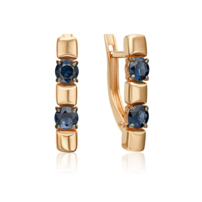 Серьги с английским замком из красного золота с сапфирами 02-5486-00-102-1110