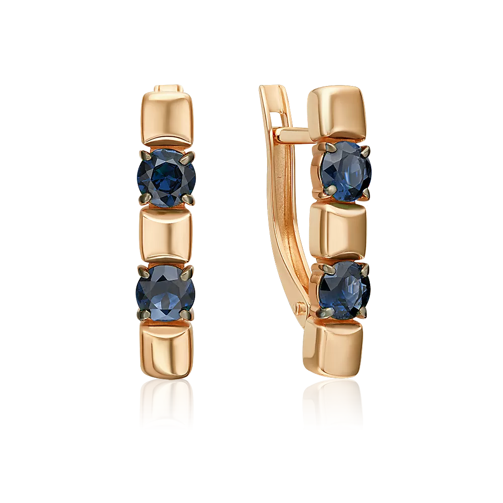 Серьги с английским замком из красного золота с сапфирами 02-5486-00-102-1110