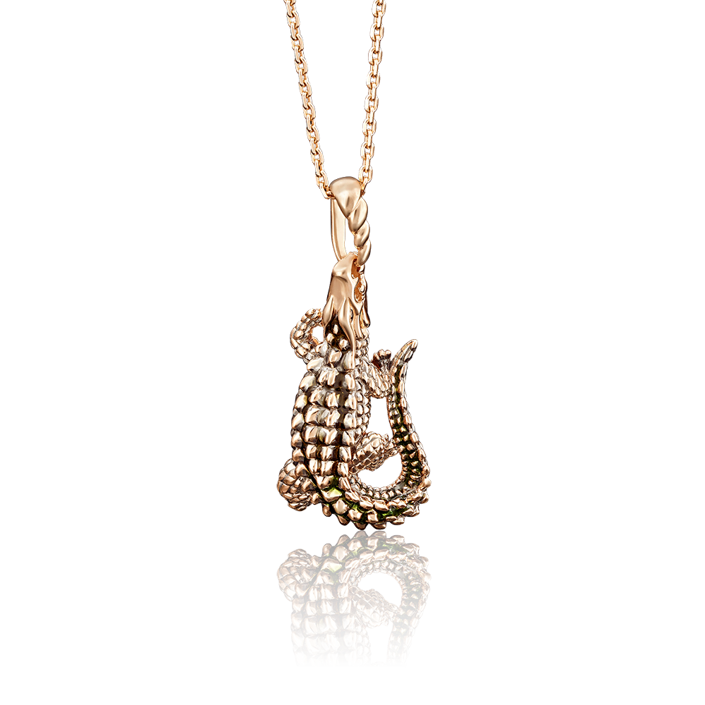 Подвеска «Крокодил» из красного золота с эмалью 03-2611-00-000-1110-25