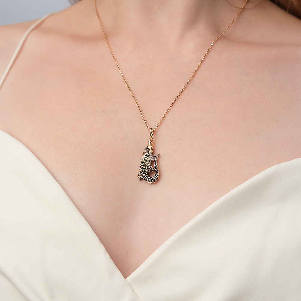 Подвеска «Крокодил» из красного золота с эмалью 03-2611-00-000-1110-25