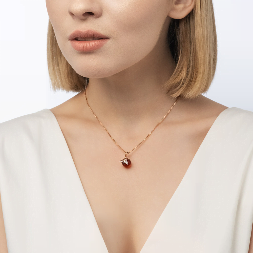 Подвеска «Пчела» из красного золота с янтарём и эмалью 03-2612-00-271-1110-46