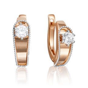 Серьги с английским замком из комбинированного золота с бриллиантом 02-4231-00-101-1111-30